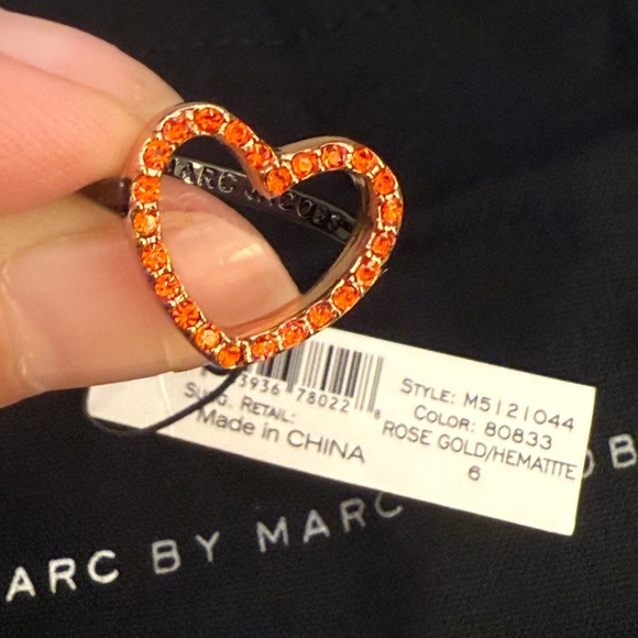 MARC BY MARC JACOBS Annabelle Pave Heart Love Ring Valentine Present Gift Size 6 - Picture 6 of 8
